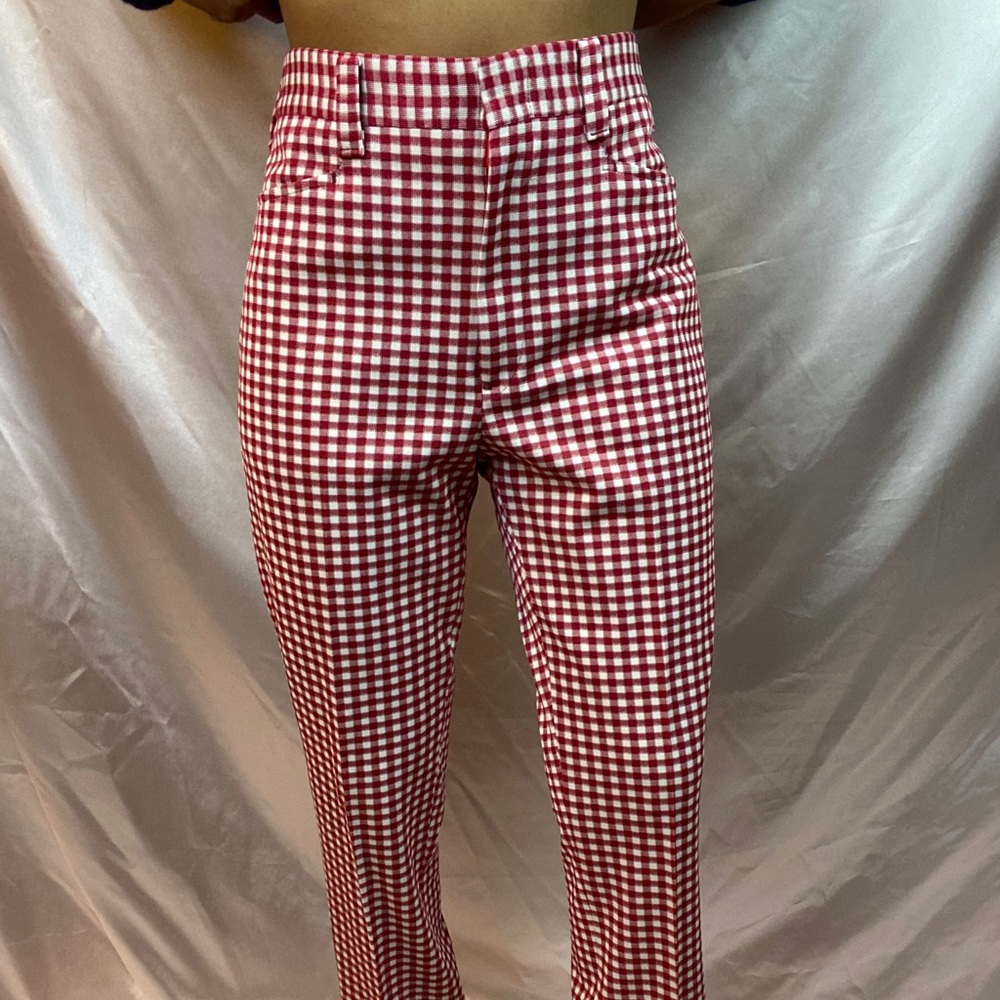 SOLD Vintage Red Gingham High Waisted Pants Sz M/L - Picture 2 of 10